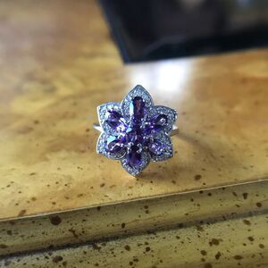 Natural Amethyst Sterling Silver Ring Size 5